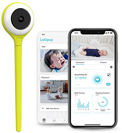 Lollipop Baby Monitor (Pistachio) - Full-Featured Smart Wi-Fi Camera of True Crying Detection with Extra in-App Plan of Breathing Monitoring/Sleep Tracking-Accessories Free/7 Days Trial Period