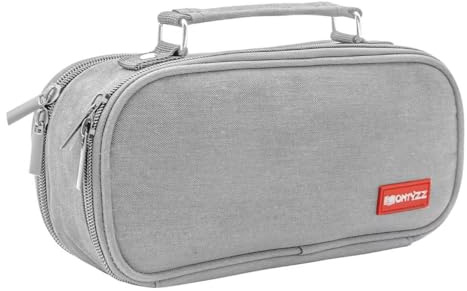 ONTYZZ Estuche Escolar Gran Capacidad Niña Estuche Escolar Niño 2 Compartimentos Estuche Lápices Adolescentes Lona Estuche Organizador de Material Papelería Cosmética Bolsa Almacenamiento Gris