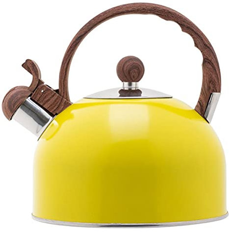 BSTCAR 2.5L Bollitore Per Induzione, Bollitore A Induzione In Acciaio Inossidabile Bollitore A Fischio, Bollitore Intelligente Adatto Per Stufe Elettriche, A Convezione, In Ceramica E A Gas,Giallo