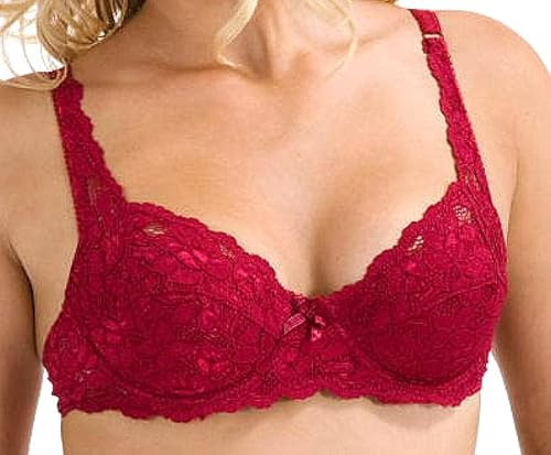 Style Spot Ladies Lace Bralette - Lace Bralette- Underwire Lightly Padded Soft Cup Full Coverage- Lace Bra with Straps - for Women Girls (Burgandy -36/ H)