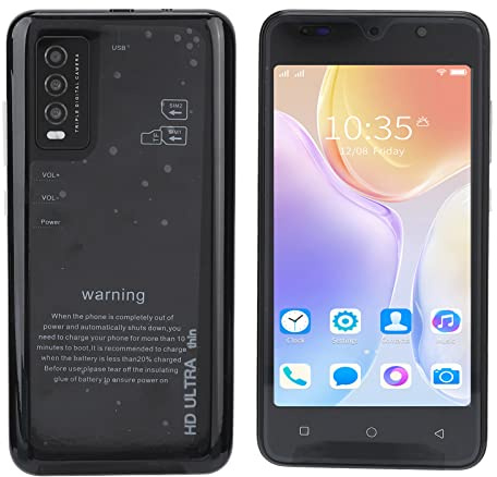 ciciglow Dual-SIM-Smartphone, für Android 6 HD-Bildschirm 5,0-Zoll-Handy ohne Sperre 2 GB + 32 GB Gesichtserkennungstelefon mit HD-Kamera Vorne und Hinten Y30S Vollbild-Handy(Schwarz)