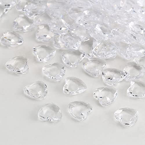 YIEUR 600 Stück weiß Herzen Diamant Konfetti Deko, 12mm glitzer Dekosteine herzen Acryl, Streudeko Kristalle Konfetti Diamanten Plastik Hochzeit Tischdekoration Geschenk Taufe von Partyloon(weiß-12)