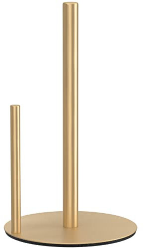 Soporte de Acero Inoxidable Dorado organizar y dispensar Rollos de Papel de Cocina, con Base Pesada para encimera