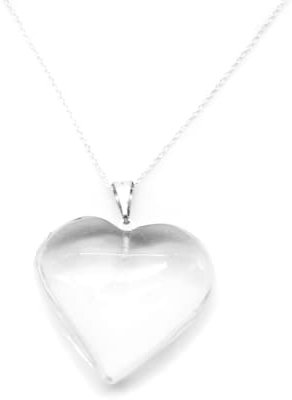 DOJA Barcelona | Colgante Piedra Natural | Corazon de Piedra Cuarzo | 3x2cm | de Brasil | con Cadena de Plata 40 cm | Colgante para Collares Mujer, Joyas de Mujer, Collar Piedras Naturales
