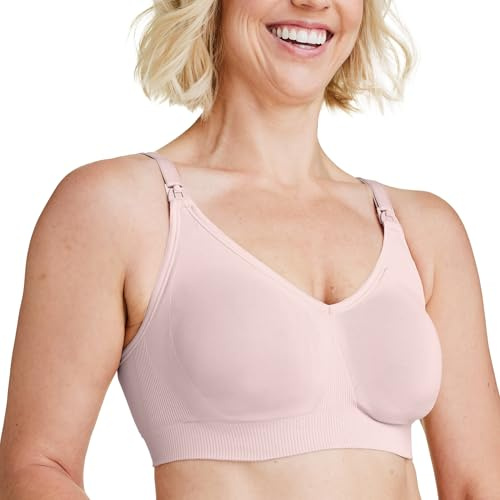 Bravado Designs Sujetadores de lactancia para lactancia, sin costuras, de seda, sin costuras, para mujer, brasier de maternidad de cobertura completa, Rosa tiza - Tela sostenible, Large Más