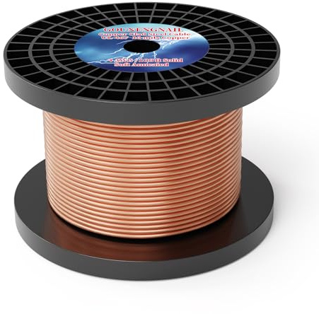 100FT 4AWG Soft Annealed Solid Grounding Wire, Per UL-467 10 Mils Copper Clad Steel Ground Cable Earth Wire (Copper Clad, 100FT / 4AWG)