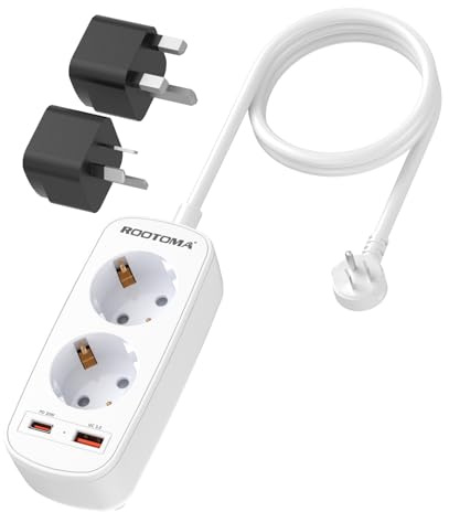 Steckdosenadapter USA/UK/AUS mit PD20W USB Schnellladegerät, Reiseadapter Weltweit, 2-Fach 1.5M Kabel Travel Adapter für USA, Kanada, Thailand, England, Australien, China, Neuseeland