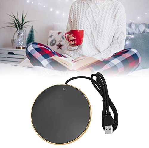 Cocoarm Scaldatazze da caffè 55°C Temperatura Costante, 3 Livelli Piccola Luce Scaldacandele USB Intelligente Piastra Riscaldante per Acqua tè Latte, Scaldacaffè da Scrivania (Gold)