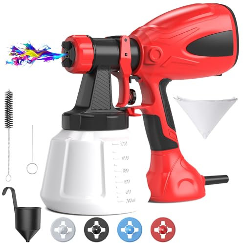 Paint Sprayer, 650W Paint Spray Gun, Paint Spray Machine with 1200ML, Electric Paint Sprayers 4 Nozzles & 3 Spray Patterns, Paint Sprayer for Walls, Ceilings, Fences, Sheds, Indoor, Garden Decorating