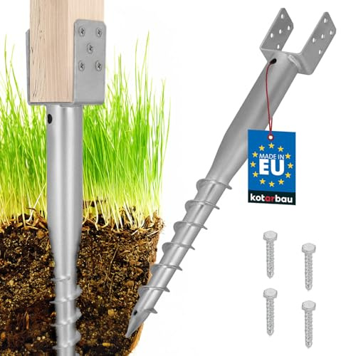 KOTARBAU® Supporto per pali a U da avvitare, 90 x 710 mm, in acciaio zincato, manicotto a terra, picchetto per pali in legno per recinzioni da giardino