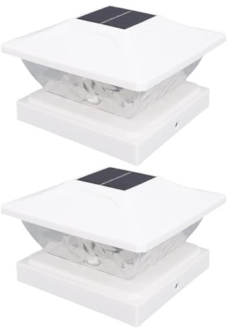 2 Förpackning Solväxlingslampor, Utomhus LED Däck Staket Ljusa Med 2 Färglägen Väder Proof Solar Powered Stace Ljus För 4x4 5x5 Inlägg, Dekorera Patio Och Verand (Vit)