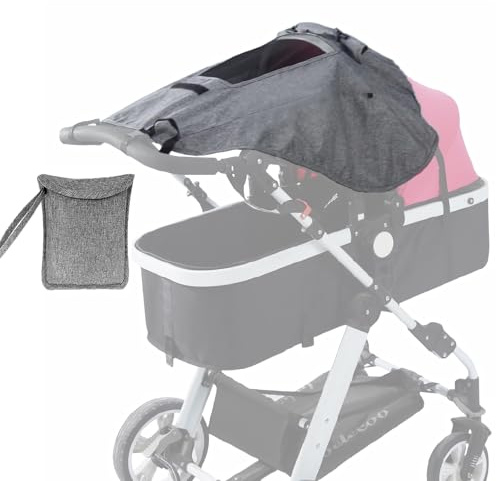 Parasoles para Silla de Paseo, Parasol Cochecito bebe, Parasol Carro Bebe Universal, Toldo Carro Bebe, Protección UV 50+, Ajustable, Claraboya de Malla