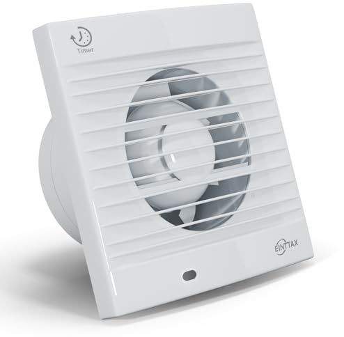 EINTTAX 150 mm Ventilateur,Extracteur d'Air,VMC,avec Clapet Anti-Retour Timer,18 W,32dB, pour Salle de Bain,Cuisine,Bureau,WC,Silencieux,Blanc
