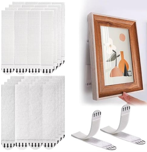 Keero Accroche Tableau Sans Percer 32 Paires (64 Bandes), Fixation Murale Sans Dommage & Sans Résidu, Bandes Adhésives Résistantes pour Cadres, Posters & Décorations Murales