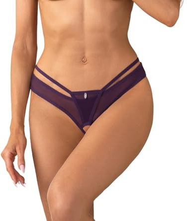 Selente Love & Fun - Tangas seductoras para mujer (2 unidades), Púrpura Ouvert, L-XL