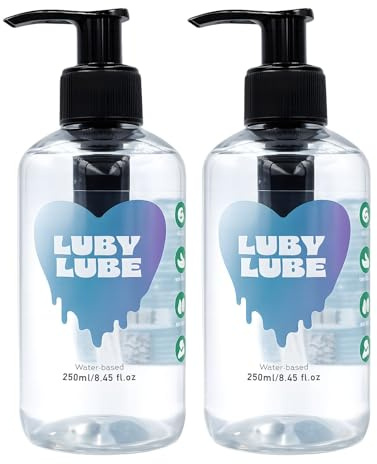 Luby Lube Water Based Personal Lubricant 250ml (2 Pack) – Silky Smooth, Non-Sticky & Long Lasting Unflavoured Sex Lube | Hypoallergenic, Paraben-Free, Condom Safe and Toy Compatible | Suitable for All