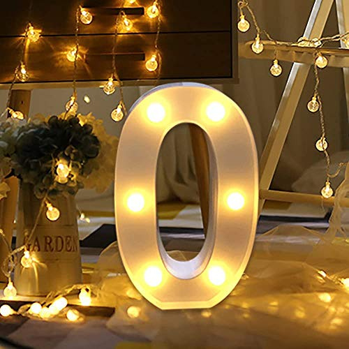 Guijiyi Lights Décoration LED Chiffres,Numéros Illuminés par LED,Marquee Light Sign Opérateur à Piles pour Réceptions de Mariage de Partie Maison de Vacances et Salle de Bain Bar la Mariée Décor(0)