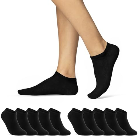 sockenkauf24 10 | 20 | 30 Paia Calzini Corti Donna Uomo Calze Corte Nero Bianco Grigio Cotone (10x Nero 35-38)