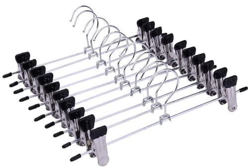 Meet-shop Grucce con Clip, 10 Pezzi, 40cm, Gonne Pantaloni Jeans, Acciaio Inossidabile, Nera