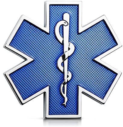 Star of Life 6,4 x 6,3 cm Metallaufkleber für Auto, Blauer medizinischer Aufkleber, EMS EMT Sanitäter Zinklegierung Emblem für Auto, Motorrad