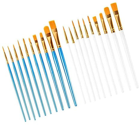 20 Pinsel, Acrylpinsel, Aquarellpinsel, Kinder-Malset, Malpinsel, Malwerkzeuge, geeignet für Gesichtsbemalung, Kunstmalerei, Gouache-Ölgemälde (blau, weiß)