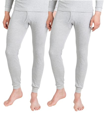 BestSale247 - Confezione da 2 pezzi di calzamaglia termica da uomo, biancheria intima calda con morbida parte interna, M