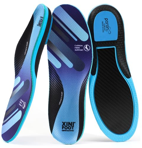 XINIFOOT Plantillas de rendimiento de fibra de carbono para hombres y mujeres con soporte ergonómico para el arco ortopédico y cojín absorbente de golpes en el talón para correr, plantillas de tenis
