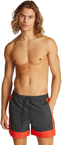 Calvin Klein Bañador Hombre Medium Drawstring con Logotipo, Rojo (Flaming Chili), M