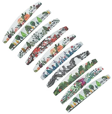 Ipetboom 10 Stück Bedruckte Nagelfeilen Doppelseitiger Nagelpuffer für Maniküre Fingernägel Nagelpflege Tools Design für Nagelstudios und Zuhause