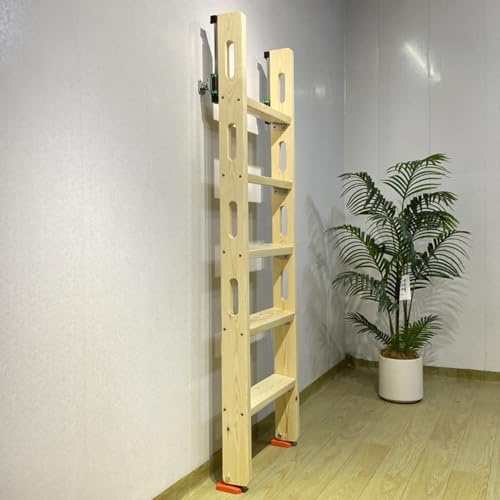 Scala per Soppalco Scala Retrattile Scorrevole con Binario, Scala per Soffitta/Camper Comoda da Usare, Scala Antiscivolo per Letto a Castello in Legno(Natural,3 Steps L-3.4ft/1.05m)