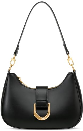 KKXIU Small Shoulder Bag for Women - Crescent Bag Small Purses for Women Trendy Vegan Leather Purse with Removable Strap (Black)