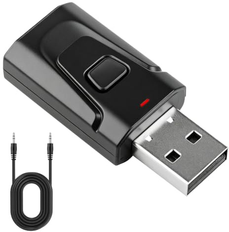 Adaptador Bluetooth 5.0 USB 2 en 1 Transmisor Incluye Cable Audio de 3,5mm