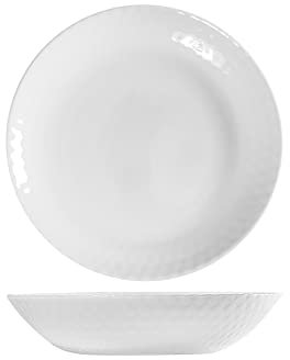 Arc Pampille Set 6 Piatti Fondi in Opale Bianco, 20cm, Effetto Diamantato