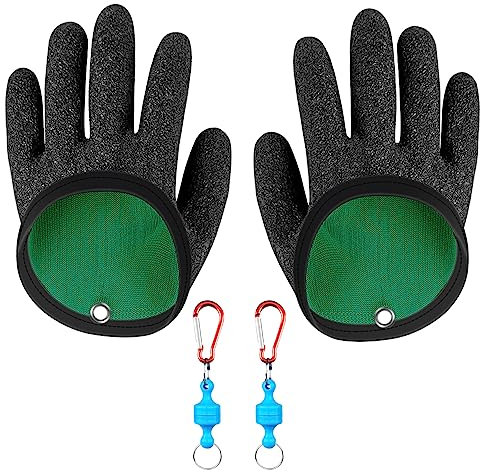Vueinrg 1 Paar Angelhandschuhe Raubfisch Stichfest Bissfest Landehandschuh Angelhandschuhe Wasserdicht Angel Handschuhe mit Magnetverschluss für Den Sicheren Umgang mit Hecht Wels Zander