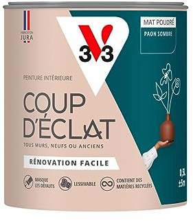 V33 Peinture murale intérieure Coup d'Éclat® Paon sombre Mat Poudré 0,5L
