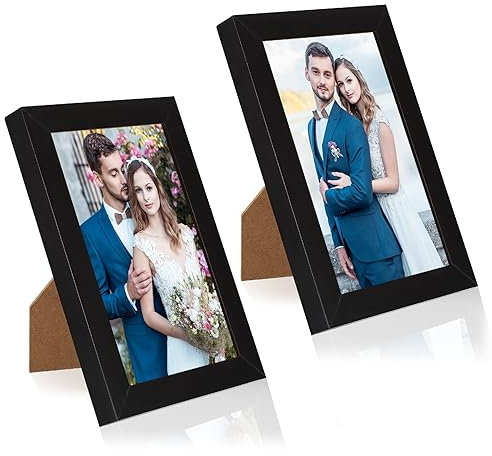 XhjzgcTech 4x6 Picture Frame, 2 Pack Photo Frame Black Picture Frame for Wall and Tabletop, Plastic 4x6 Family Picture Frame for Vertical or Horizontal Display Photo Picture Frames
