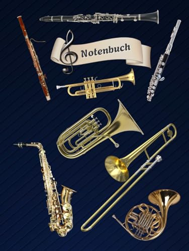 Notenheft Trompete DIN A4 Notenbuch Posaune Musikunterricht Waldhorn Notenlinienheft Große Lineatur Blasinstrumente Anfänger Kornett Querflöte ... Notensysteme Bariton Musiker Fagotte 02B01
