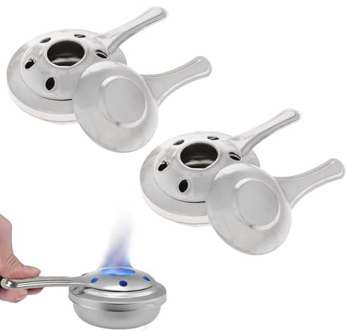 AONAYO 2 unidades de quemador de fondue, pasta de combustión con alcohol, mini equipamiento, pasta de combustión de acero inoxidable para recipientes calientes, adecuado para camping al aire libre