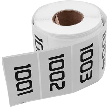 1001-2000 Consecutive Number Labels (3x1.5) - Waterproof Inventory Stickers, Self-Adhesive Sequential Number Tags for Warehouse Storage & Office Organization - 1 Roll