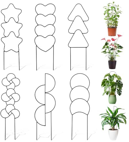 OT-NVWOZR 6pcs Metal Trellis for Climbing Plants Indoor, Small Trellis for Potted Plants, Flower Support Frame for Houseplants Vine Ivy Monstera Garden