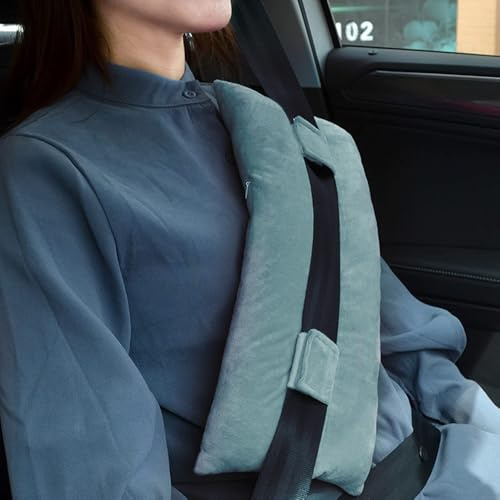HIULLEN Seat Belt Pillow for Mastectomy Post-Surgery, Heart Surgery Recovery Support Cushion Pad, Soft Auto Seat Belt Cover for Chest Chemo Port Pacemaker Bypass Recovery Gifts for Women (Gray)