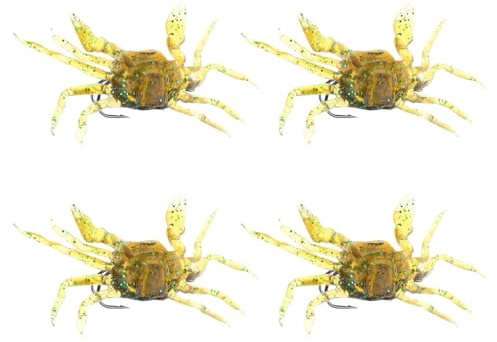 ARTSEWPLY 4pcs Realistic Crab Shaped Fishing Lures Artificial PVC Bait for Freshwater Bass Trout Rivers Lakes Imitation Crab Lure Improving Fish Response and Strike Rates