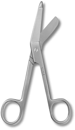 Medical Grade Lister Bandage Scissors, Stainless Steel Blunt Tip Safety Scissors with Angled Blades for Cutting Bandages, Tape, Gauze, First Aid Kit Emergency Medical Scissors