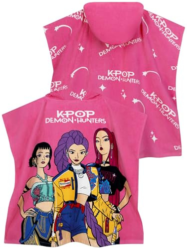 KPop Demon Hunters Albornoz Niña, Toalla Playa Niña con Capucha, Poncho Toalla Niños para Piscina O Playa, Rosa, One Size