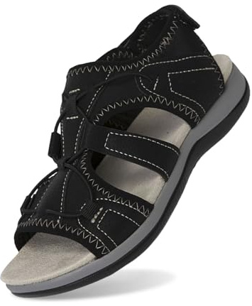 Sandalias Mujer Verano Sandalias con tacón de cuña para mujer cómodas de punta abierta con soporte plantar informales redondas y caña ideales para senderismo caminatas al libre y playa en verano