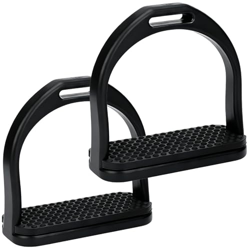 Étrier d'équitation noir, 1 pièce, avec semelle en caoutchouc adhérente, 5,3 x 1,8 x 6,18 in, léger et robuste pour une monte sûre, compatible avec la plupart des selles anglaises