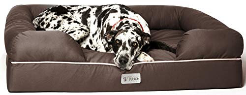 PetFusion Ultimate Memory Foam Dog Bed Jumbo Lounge Orthopaedic Comfortable Large Waterproof Bed For Extra Large Dogs - Chocolate Brown - XX-Large (127 x 102 x 33cm)