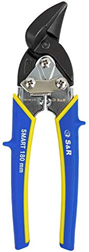 S&R Mini Tijeras Cortachapas 180 mm - Tijera Pladur Corte a la Izquierda para cortar Metal y placas de Yeso 60-62 HRC - Tijeras de Hojalatero