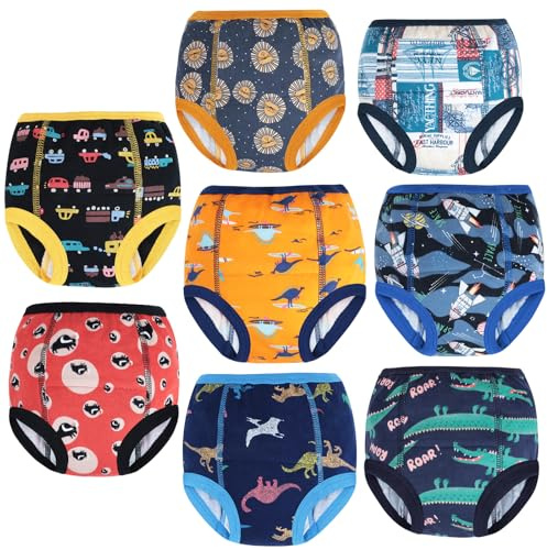 MOEMOE BABY Töpfchen Trainingshose Baby, 8 Stück Trainerhosen Kleinkinder Lernwindel Unterwäsche, Waschbare Töpfchentrainingshose Mädchen Jungen 3 Jahre, Blau