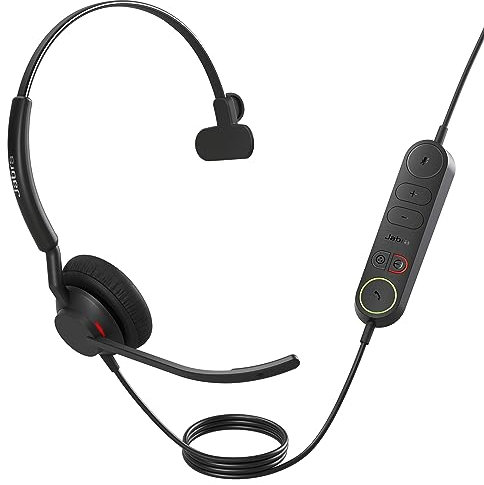 Jabra Engage 40 - Micro-casque filaire mono avec contrôle d'appels intégré - 2 micros à réduction de bruit, câble USB-C - Ultra léger - Fonctionne avec les plateformes UC telle que Zoom & Unify - Noir